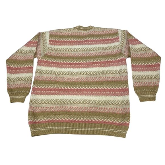 Osterman Angora Sweater Mens Size 42 Multi Striped Wool Blend V Neck Pullover - Picture 2 of 10